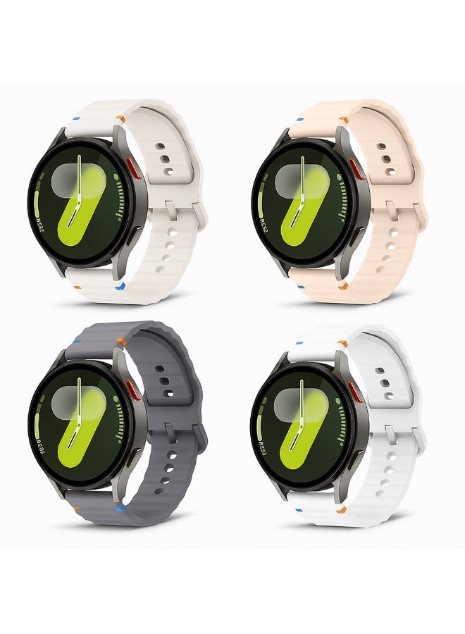 O Ozone Sport Band for Samsung Galaxy Watch 7 6 5 4 FE 40mm 44mm 45mm, 20mm Soft Silicone Replacement Strap for Men Women- White/Beige/Pink/Grey - Image 1