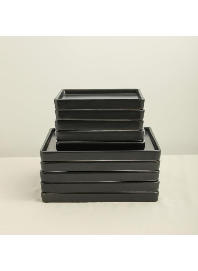 Stone Lain طقم أدوات المائدة المربعة من ستون لاين 24 قطعة من الخزف الأسود غير اللامع - Image 4