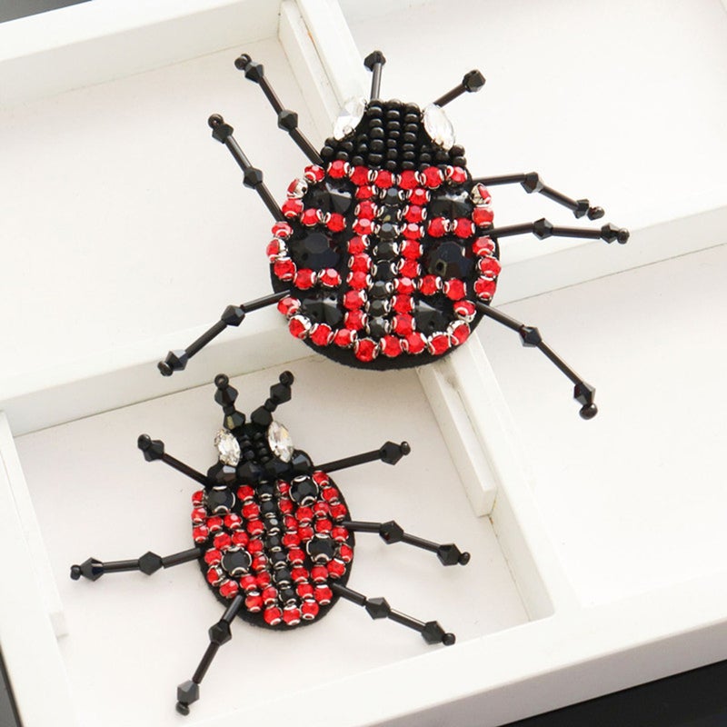 Handmade Ladybird Patch Rhinestones Beads Fabric Iron On Patches DIY Decoration Applique (Big Ladybrid) - Image 4