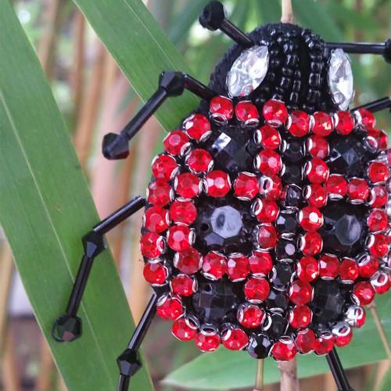 Handmade Ladybird Patch Rhinestones Beads Fabric Iron On Patches DIY Decoration Applique (Big Ladybrid) - Image 5