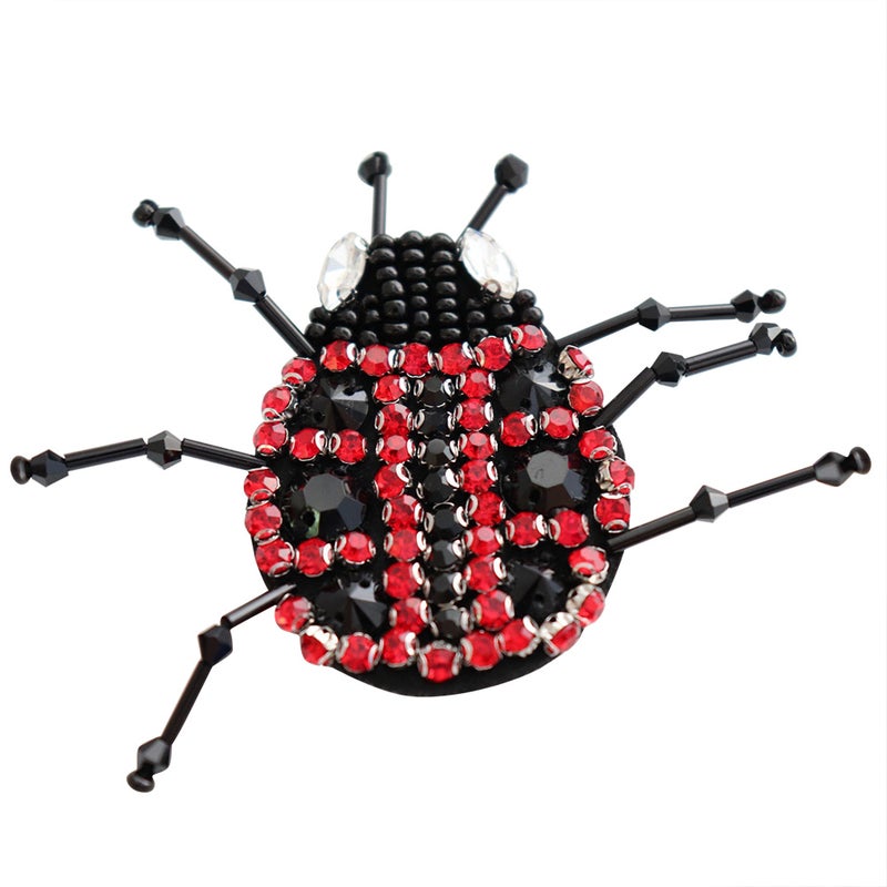 Handmade Ladybird Patch Rhinestones Beads Fabric Iron On Patches DIY Decoration Applique (Big Ladybrid) - Image 1