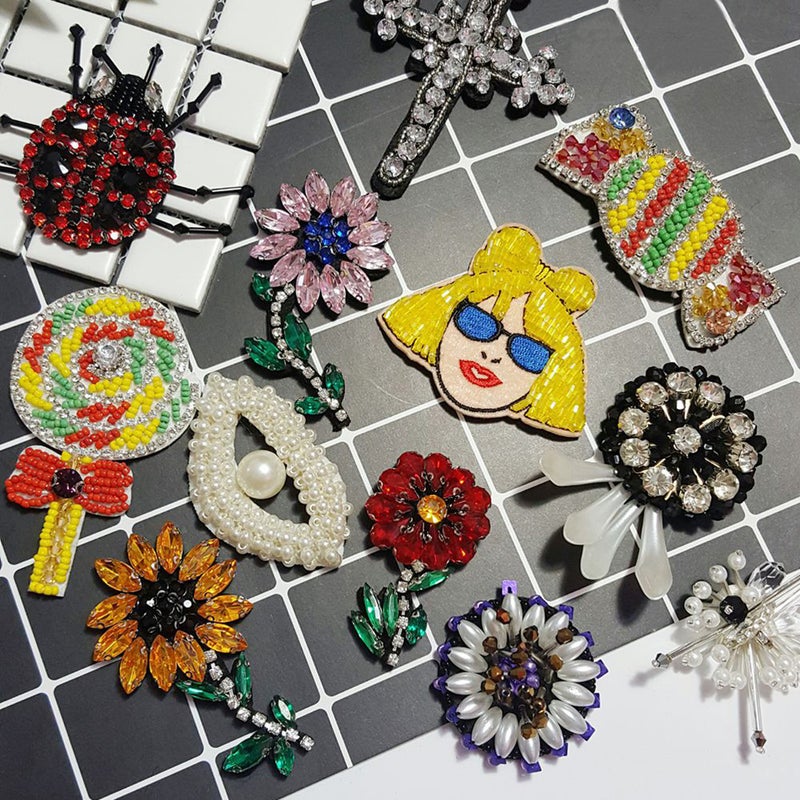 Handmade Ladybird Patch Rhinestones Beads Fabric Iron On Patches DIY Decoration Applique (Big Ladybrid) - Image 3