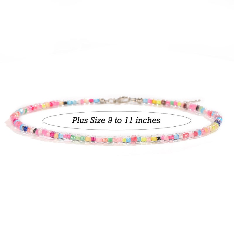 XIJIN Large Beaded Anklets Set Handmade Plus Size Colorful Beads Anklet for Women Foot Ankle Bracelet 9-11 inches - Image 4