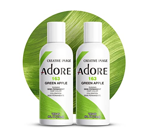 Adore Semi Permanent Hair Color Vegan and CrueltyFree Green Hair Dye 4 Fl Oz 163 Green Apple Pack of 2