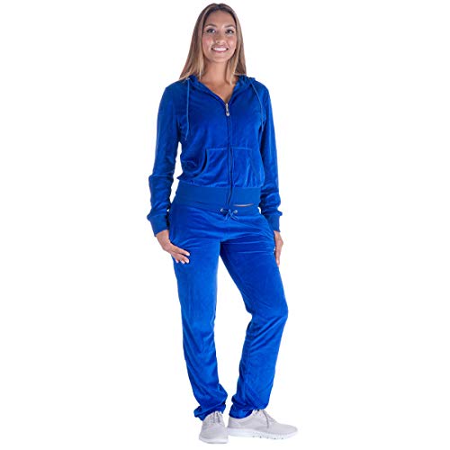 Facitisu Tracksuit for Women Set 2 Piece Joggers Velour Jogging Sweat Outfits Hoodie and Sweatpants Set L, Royal - Image 2