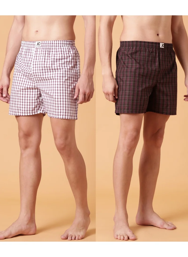 Joven Men Checked Pure Cotton Boxers Pack of 2