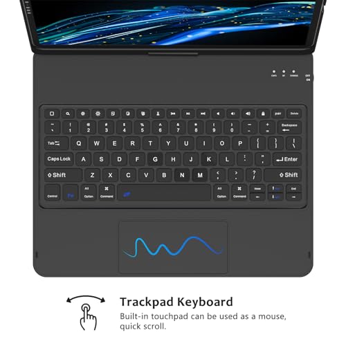 KBCASE Touch Keyboard Case for iPad Air 13 inch (M3/M2, 2025/2024)/for iPad Pro 12.9 inch 3rd/4th Gen 2018/2020, 360°Rotatable Case with Touchpad & Pencil Holder for iPad Air 13 inch/Pro 12.9 (Black) - Image 4