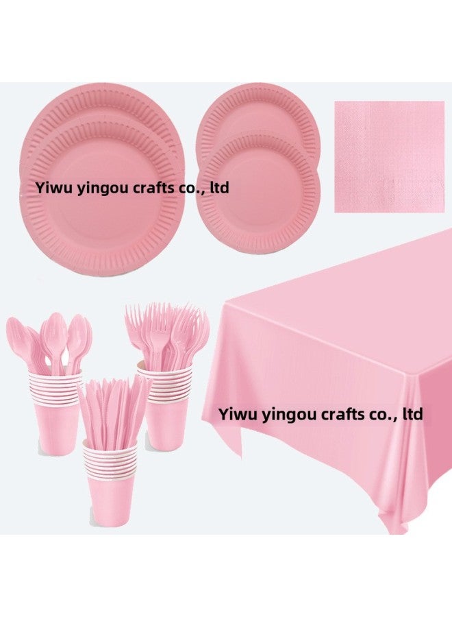 New In Stock Pink Tableware Suit Paper Cup Paper Tray Paper Cup Paper Towel Tablecloth Disposable Solid Color Party Supplies Batch-Color:Yellow-Specifications:Paper Towel 20 Sheets/pack - Image 2