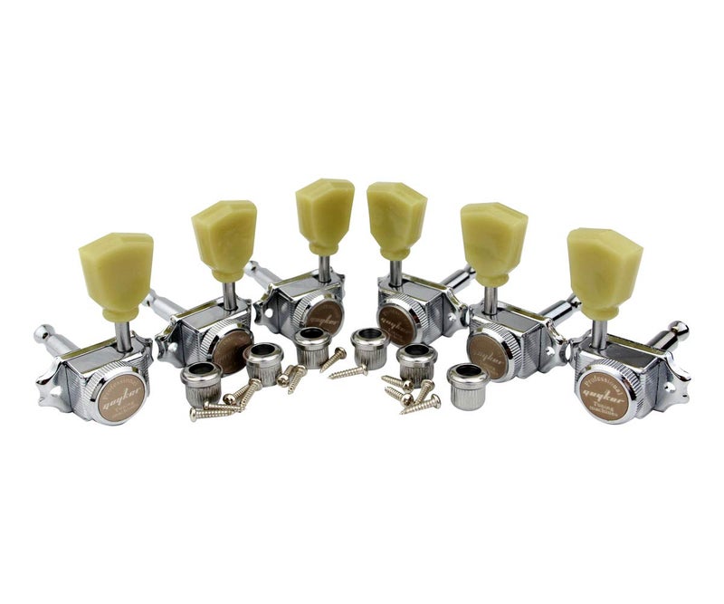Guyker 3x3 Vintage Style Locking Guitar Machine Heads – 1:15 Ratio Lock String Deluxe Tuning Key Pegs Tuners Set Replacement for Electric, Acoustic or Folk Guitars - Chrome - Image 2