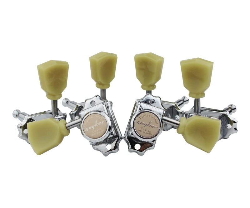 Guyker 3x3 Vintage Style Locking Guitar Machine Heads – 1:15 Ratio Lock String Deluxe Tuning Key Pegs Tuners Set Replacement for Electric, Acoustic or Folk Guitars - Chrome - Image 1