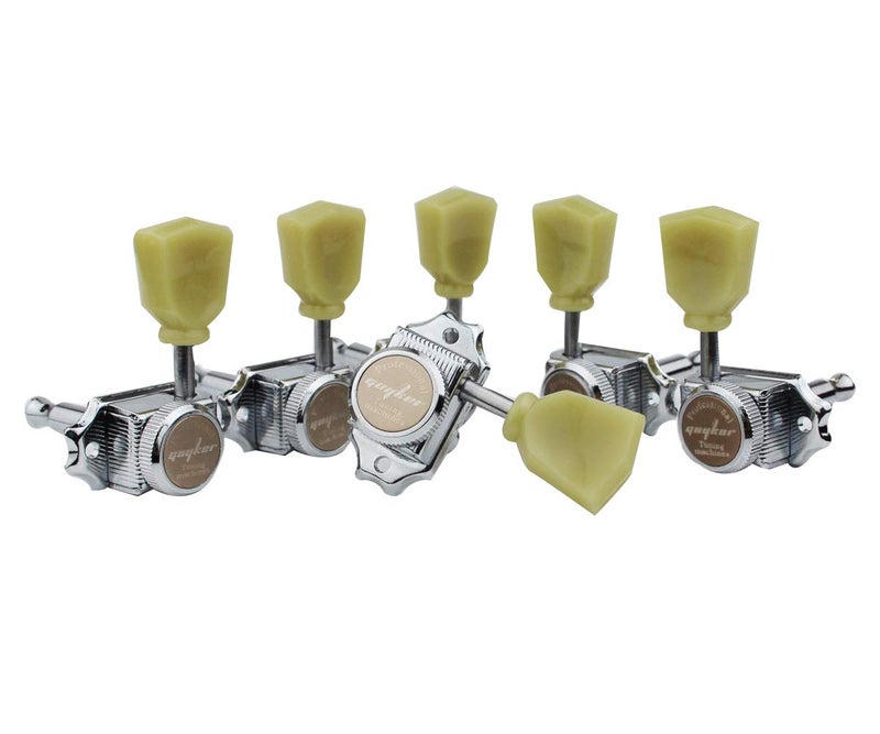 Guyker 3x3 Vintage Style Locking Guitar Machine Heads – 1:15 Ratio Lock String Deluxe Tuning Key Pegs Tuners Set Replacement for Electric, Acoustic or Folk Guitars - Chrome - Image 3
