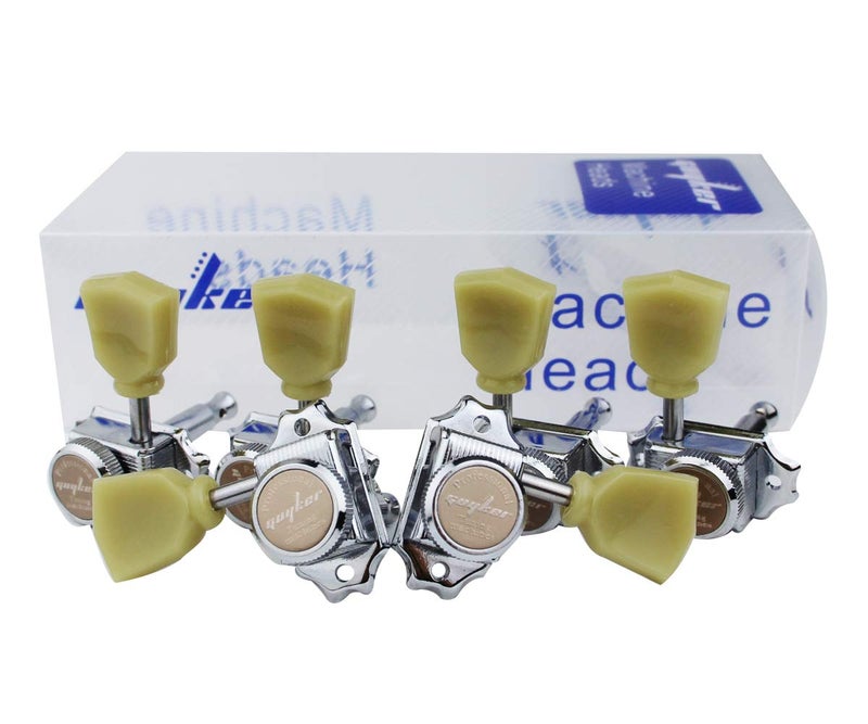 Guyker 3x3 Vintage Style Locking Guitar Machine Heads – 1:15 Ratio Lock String Deluxe Tuning Key Pegs Tuners Set Replacement for Electric, Acoustic or Folk Guitars - Chrome - Image 4