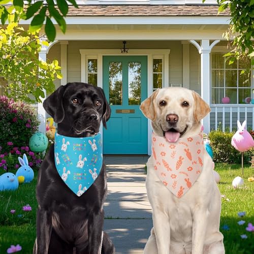 Agroon Easter Dog Bandanas Large 2PCS, 4 Pattern Colorful Scarf for Boy and Girl, Triangle Reversible Bibs Breed for Puppy Cats Pets - Image 5