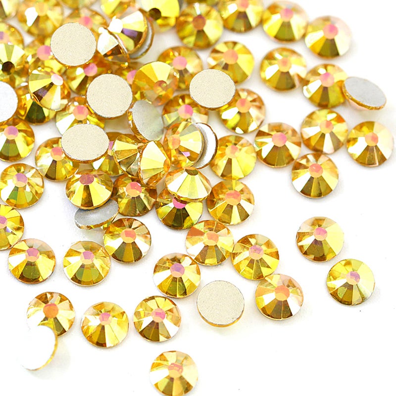 Dowarm 1440 Pieces SS4 Flatback Crystal Rhinestones 15MM for Craft Nails Dance Costumes Non Hotfix Metal SunlightGold