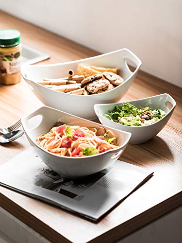 LAUCHUH Serving Bowls with Handles, Porcelain Serving Dishes White Nesting Bowls Mixing Bowl Set Salad Bowls for Entertaining, Party, Thanksgiving, Christmas, Baby Shower, Set of 3, 15/28/49 oz - Image 5