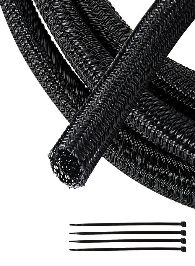 RED WOLF أكمام كابلات ريد وولف، مقاس 1/4 بوصة × 10 أقدام، لتنظيم الأسلاك، غلاف سلك مضفر، غطاء حماية، غطاء كابلات مرن ذاتي الالتفاف، مناسب للسيارات والمنازل والمكاتب، مقاوم للخدش ودرجات الحرارة العالية، أسود اللون - Image 1