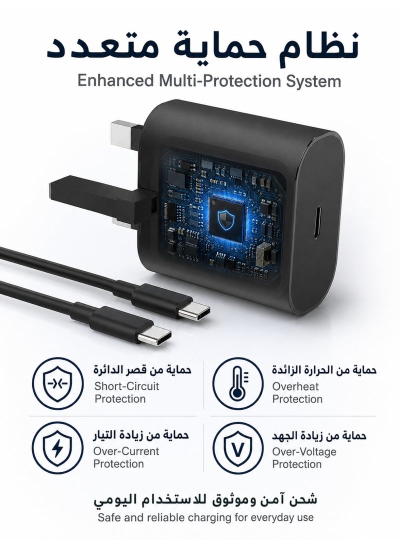 ZapLin 25W USB C Fast Charging Adapter with 1M Type C Cable for iPhone 17/16/15 Series Samsung Galaxy Huawei Xiaomi OPPO OnePlus - Image 3