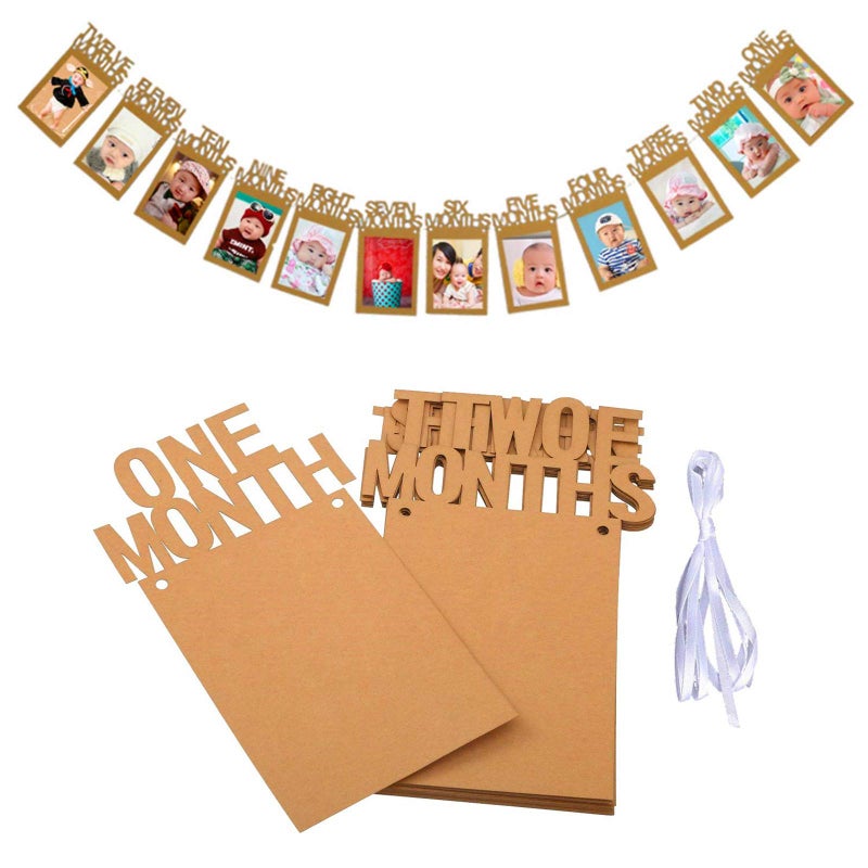 XUKEKOY 1st Birthday Baby Photo Banner Growth Record 112 Month Photo Prop First Birthday Party Bunting Decor - Image 4