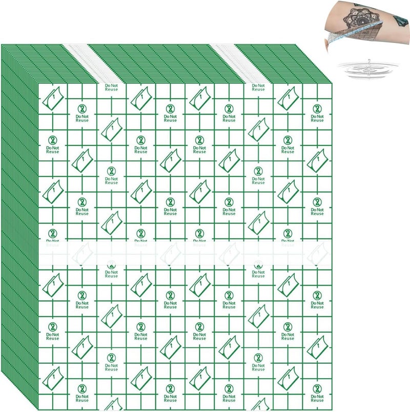Babyfond 50 Pcs Tattoo Aftercare Waterproof Bandage Clear Second Skin Tattoo Cover Up Tape Tattoo Wraps for Healing Waterproof Transparent Film Dressing Adhesive Bandages for Swimming Tattoo 4 x 4 Inch - Image 1