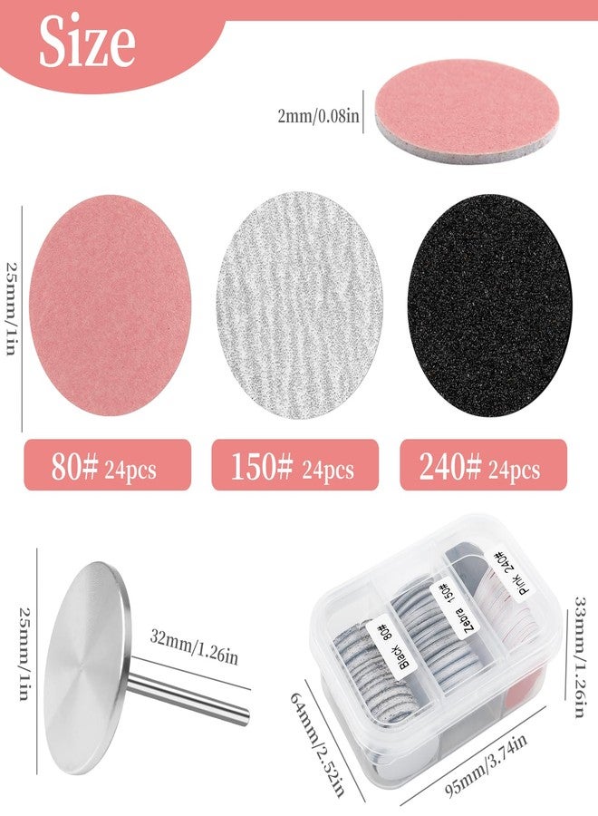 heemeei 72Pcs Sanding Paper Discs and 25mm Metal Nail Drill Bit Replacement Sandpaper Disk, Foot File for Dead Skin Foot Callus Remover for Manicure Pedicure Supplies Tools(80#150#240# Grits) - Image 2