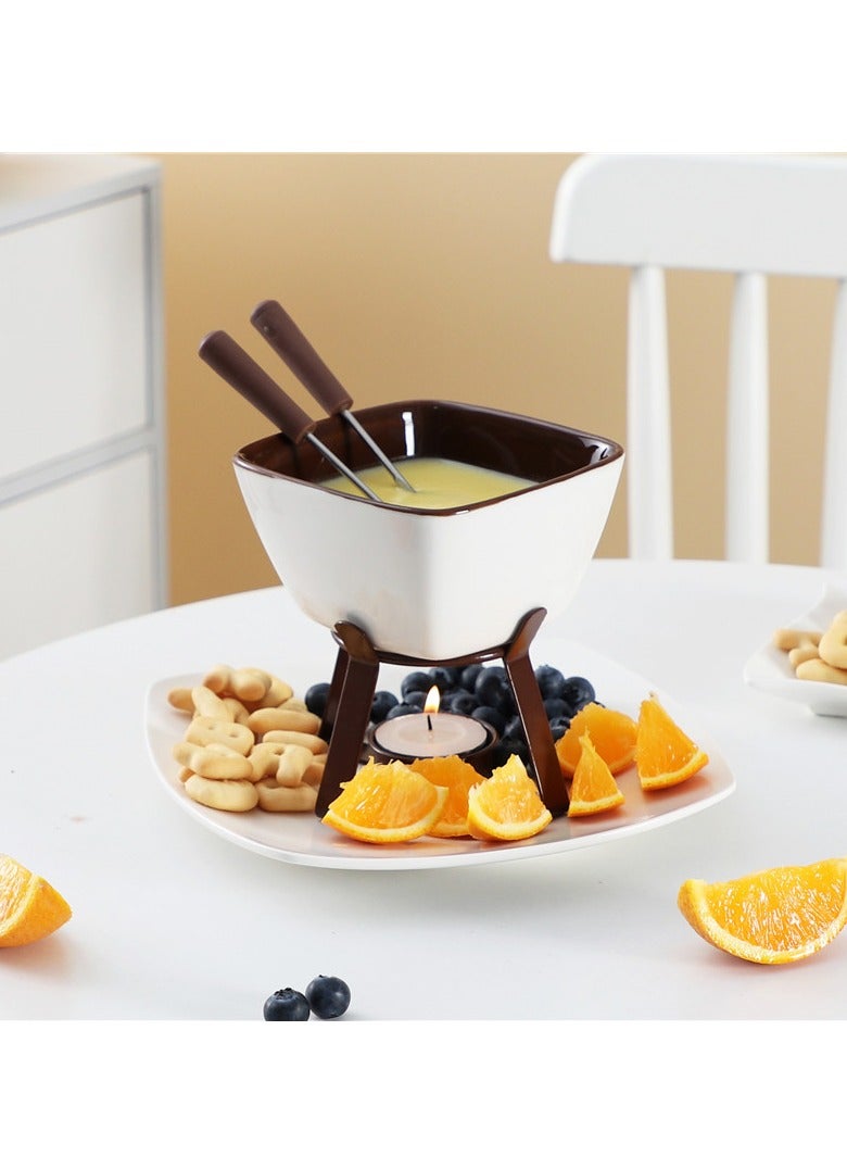 Creative Ceramic Fondue Cheese Cheese Melting Insulation Oven Pot Chocolate Fondue Haagen-Dazs Ice Cream Pot - Image 1