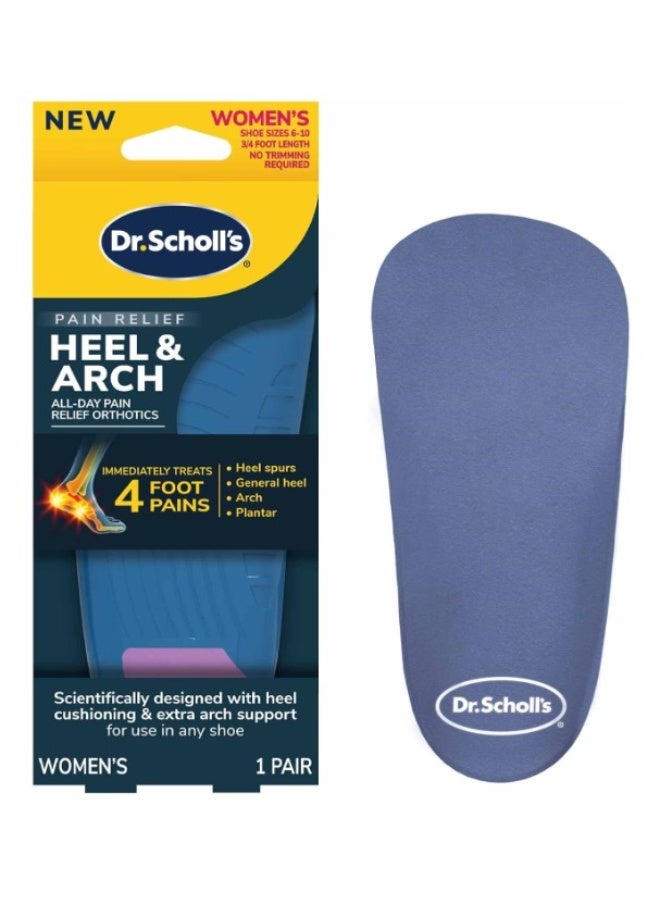 دكتور شولز نعال دكتور شولز الطبية لتخفيف آلام الكعب وقوس القدم للنساء طوال اليوم - مقاسات من 6 إلى 10، نعال بطول ثلاثة أرباع القدم، زوج واحد، دعم ماص للصدمات لراحة الكعب وقوس القدم - Image 1