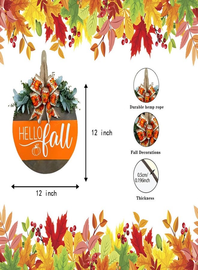 Apear1 Hello Fall Wreath Door Sign, Fall Wooden Pumpkin Hanging Sign for Front Door with Bow, Fall Decorations for Home Rustic Farmhouse Outdoor Porch Wall Window Decor (Hello Fall) - Image 4