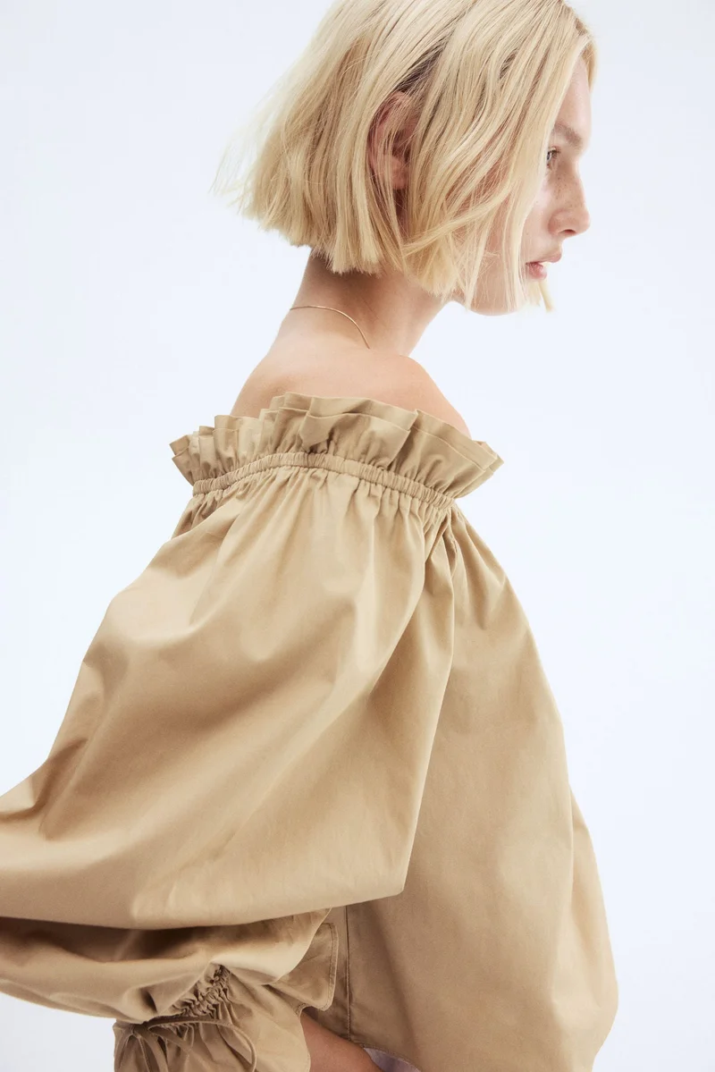 H&M Off-the-shoulder poplin blouse