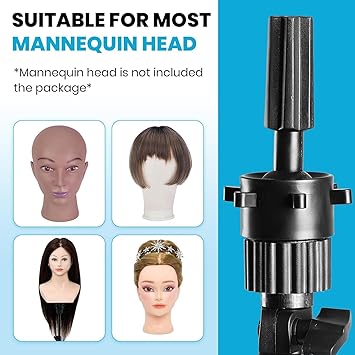 Buachois Wig Stand TripodWhite Mannequin Head Holder Height Adjustable Beauty Tripod Training Head Stand Holder Wig Display for Hairdressers Salons Cosmetologists 118in23in - Image 3