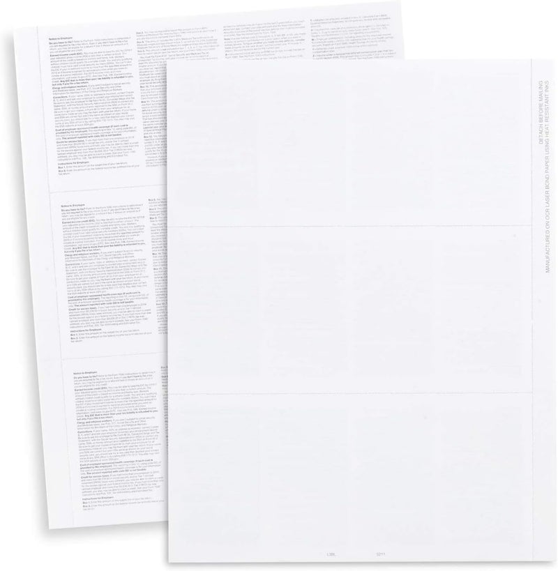 Dutymark W2 Forms Blank 3 Up Tax Forms 2025, W2 Perforated Paper With Back Instructions For 50 Employees,Works with Laser or Inkjet Printers | Great for QuickBooks and Accounting Software - Image 1