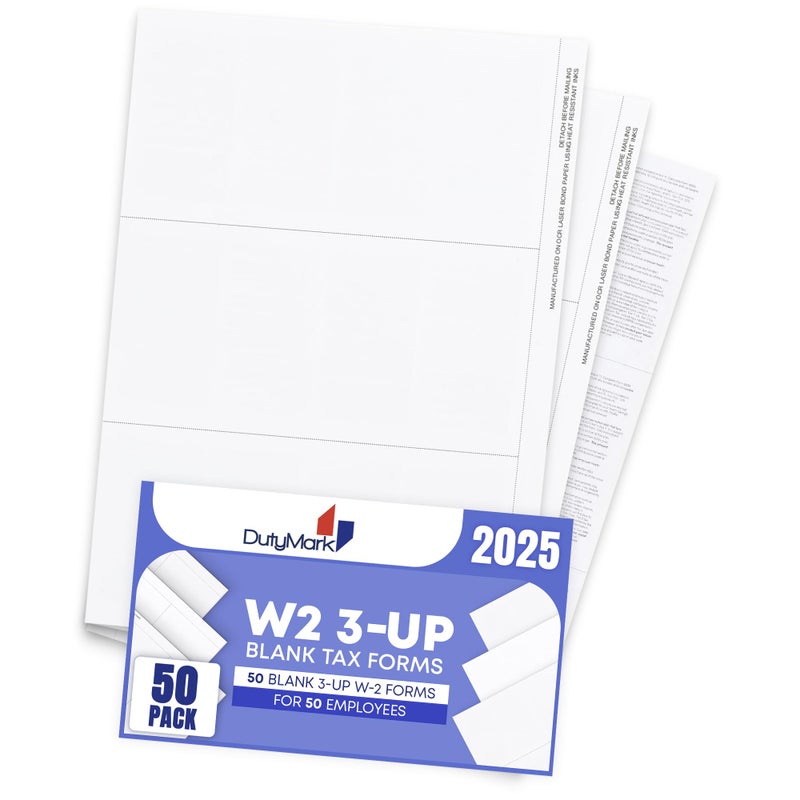 Dutymark W2 Forms Blank 3 Up Tax Forms 2025, W2 Perforated Paper With Back Instructions For 50 Employees,Works with Laser or Inkjet Printers | Great for QuickBooks and Accounting Software - Image 5
