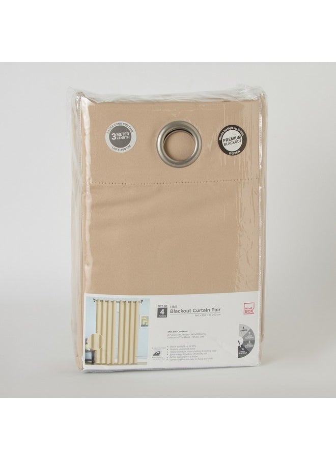 Home Box - Uni 4-Piece Blackout Curtain Set 140 x 300 cm - Image 1