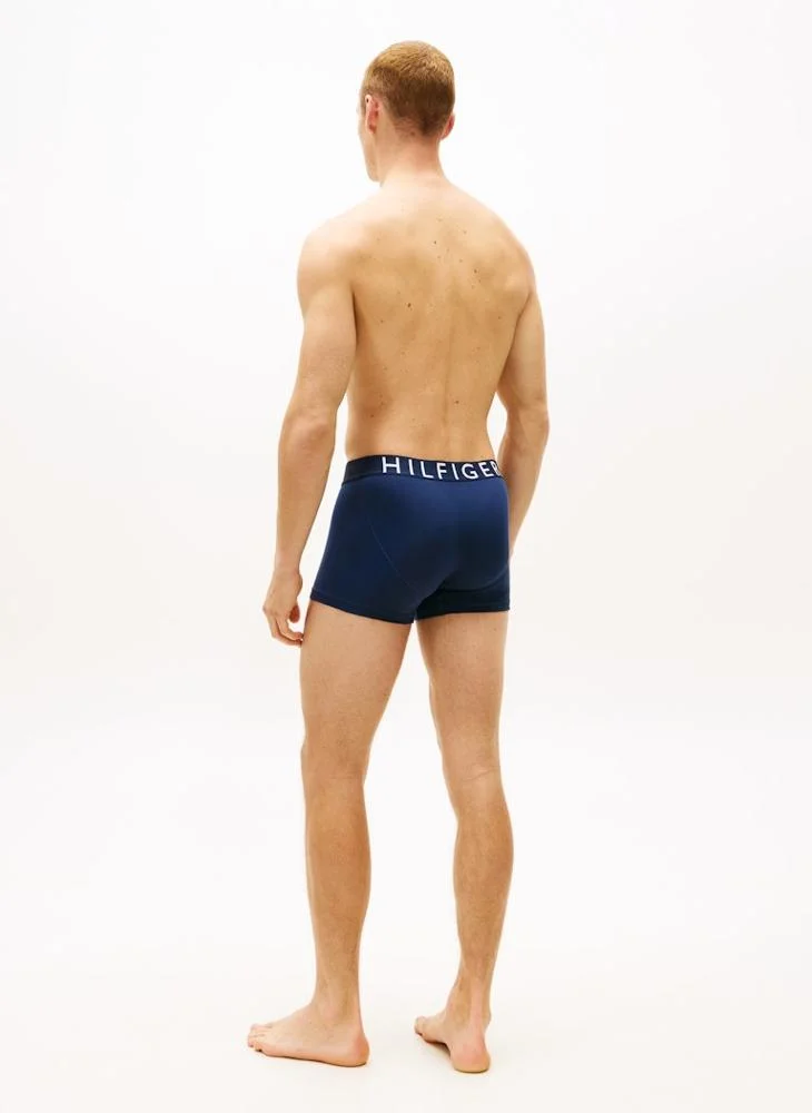 Tommy Hilfiger Ptch Blu/Ptch Blu/Ptch Blu 3-Pack Logo Waistband Trunks for Men | Best Price UAE