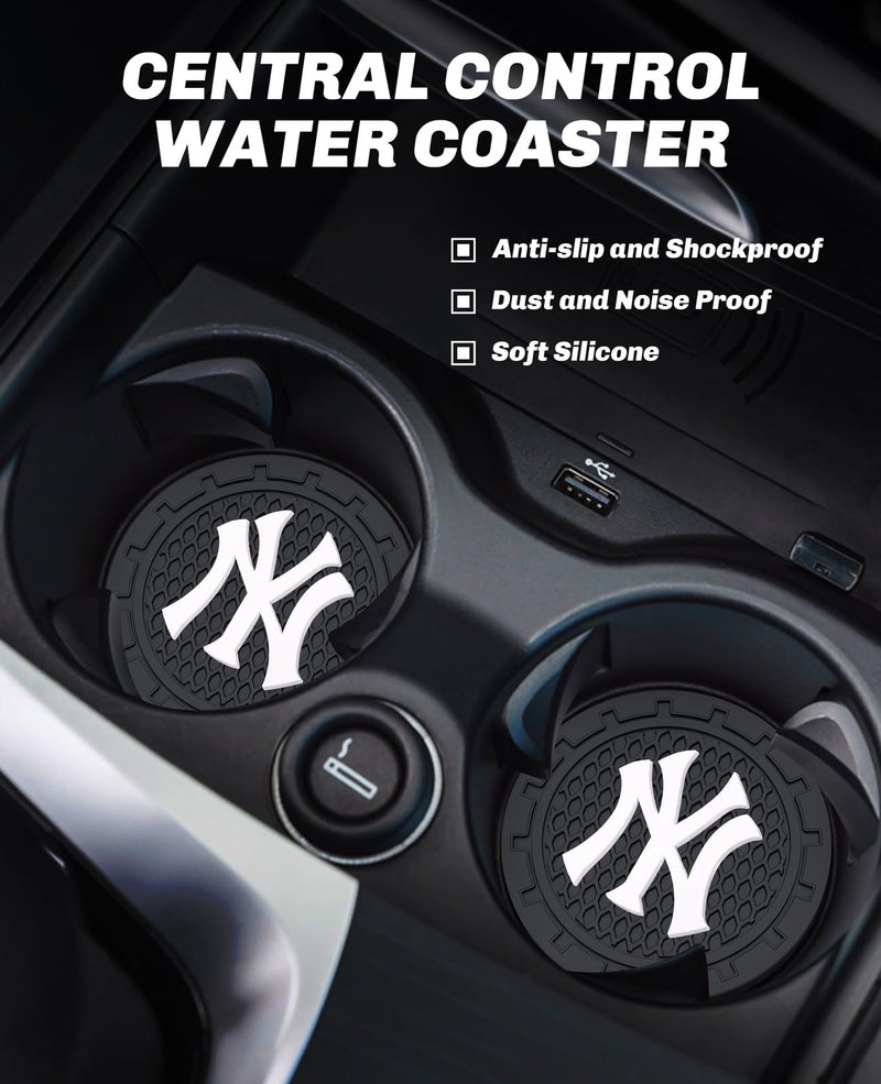 Kaleduo 2PCS Car Cup Holder Coaster,Auto Cup Holder Insert Coaster for New York Yankees Baseball Fans, Non-Slip Car Drink Holder Mat, Interior Accessories, NY Yankees - Image 2