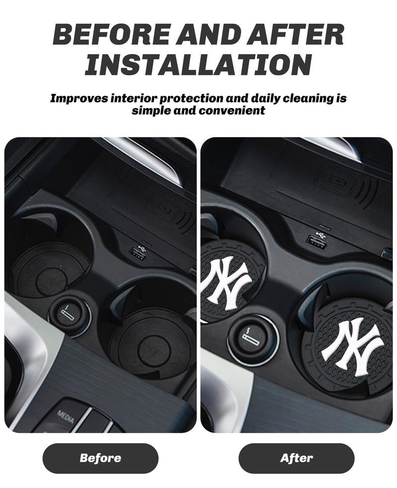 Kaleduo 2PCS Car Cup Holder Coaster,Auto Cup Holder Insert Coaster for New York Yankees Baseball Fans, Non-Slip Car Drink Holder Mat, Interior Accessories, NY Yankees - Image 3