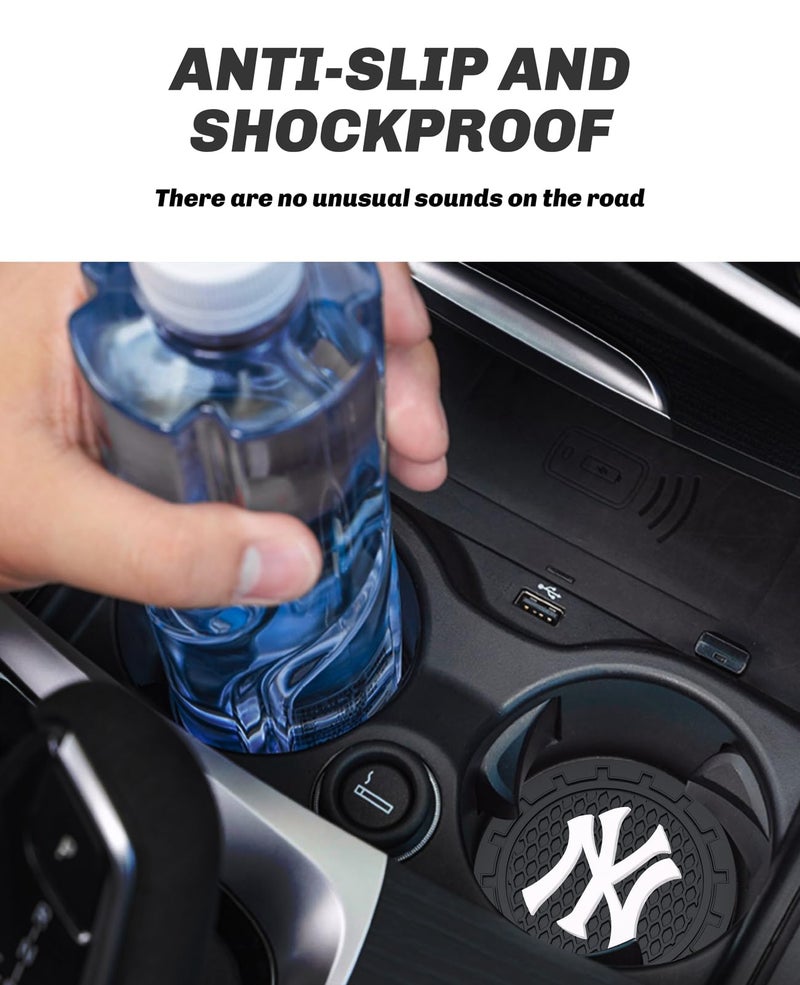 Kaleduo 2PCS Car Cup Holder Coaster,Auto Cup Holder Insert Coaster for New York Yankees Baseball Fans, Non-Slip Car Drink Holder Mat, Interior Accessories, NY Yankees - Image 4