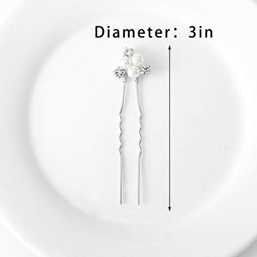 Asooll Pearl Rhinestone Hair Pins Silver Decorative Hair Pieces Crystal Bridal Wedding Hair Accessories for Women(Pack of 5) - Image 4