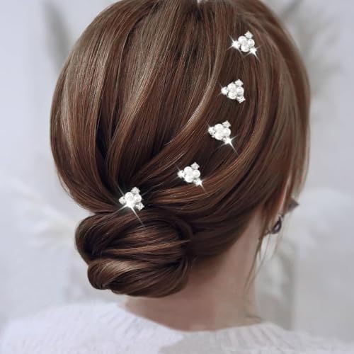 Asooll Pearl Rhinestone Hair Pins Silver Decorative Hair Pieces Crystal Bridal Wedding Hair Accessories for Women(Pack of 5) - Image 5