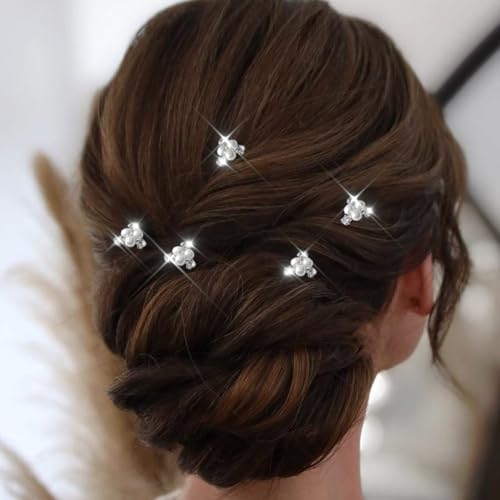 Asooll Pearl Rhinestone Hair Pins Silver Decorative Hair Pieces Crystal Bridal Wedding Hair Accessories for Women(Pack of 5) - Image 3