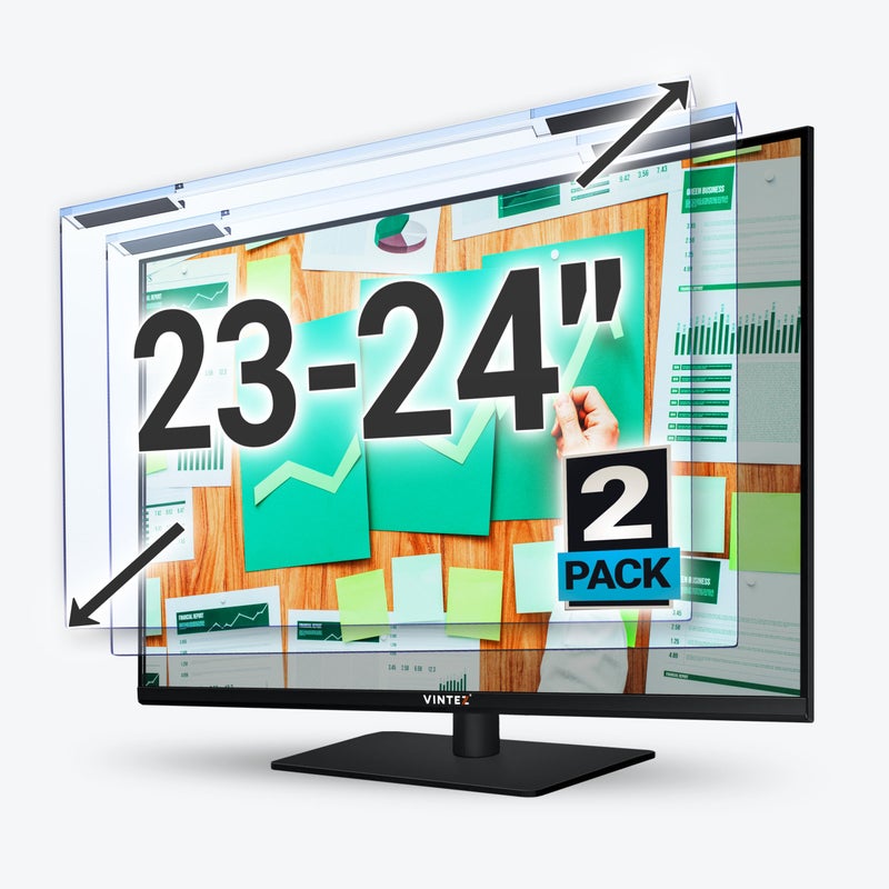 VINTEZ Blue Light Blocking Screen Protector Panel for 23, 23.6, 23.8, 24 inch Diagonal PC Anti-UV Eye Protection Filter Film - Widescreen Laptop and Monitor Frame Hanging Type (W 21.2" X H 13.4") [2 Pack] - Image 1