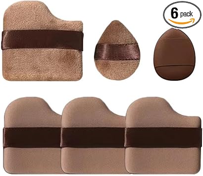 KARLOR 6 Pcs Makeup Powder Puff Set 3 Air Cushion Puffs 1 Flocking Puff 2 Finger Puffs for Wet and Dry Makeup Cosmetic Sponge Latex Velvet Puff for Foundation Loose Powder - Image 1