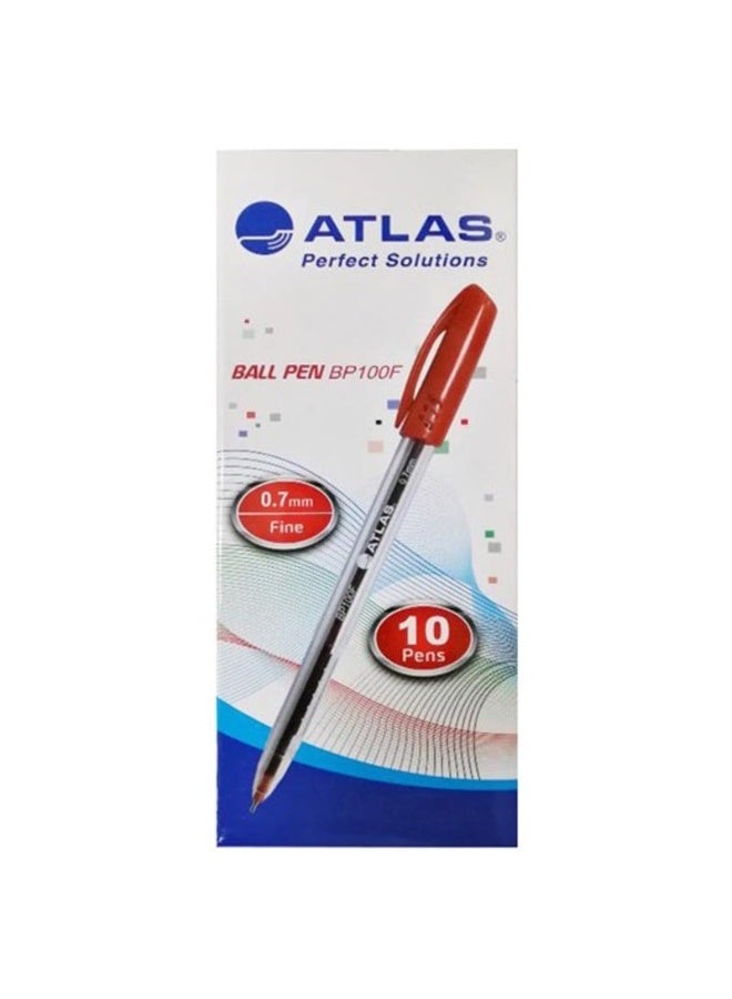 Ball Pen 0.7mm Fine Red Pack of 10