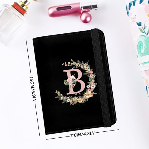 GABraden Cute Passport Holder and Holder Combo Passport Cover with RFID Blocking Women Men Compatible Wallet Credit Card Protector (Initial Monogram-B) - Image 3