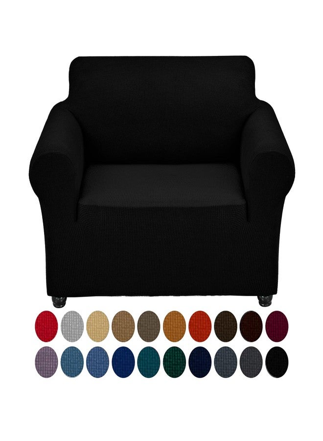 Joccun Stretch Chair Couch Cover,1-Piece Sofa Slipcover Spandex Jacquard Fabric Sofa Covers with Elastic Bottom,Washable Furniture Protector for Dogs,Cats,Kids(Armchair,Wide 35" - 55",Black) - Image 1