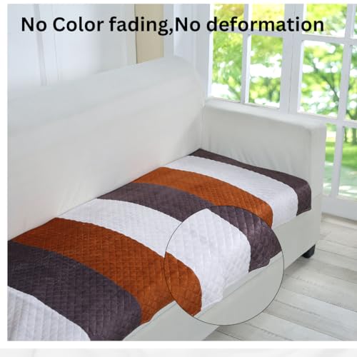 AMAZE ATTIRES Printed Sofa Seat Cover for 5 Seater with Heavy Antiskid Backing & Easily Machine Washable Sofa Seat Runner for Couch - (27 x 24 Inches - 4 Pieces, 27 x 72 Inches - 2 Piece) Stripes - Image 5