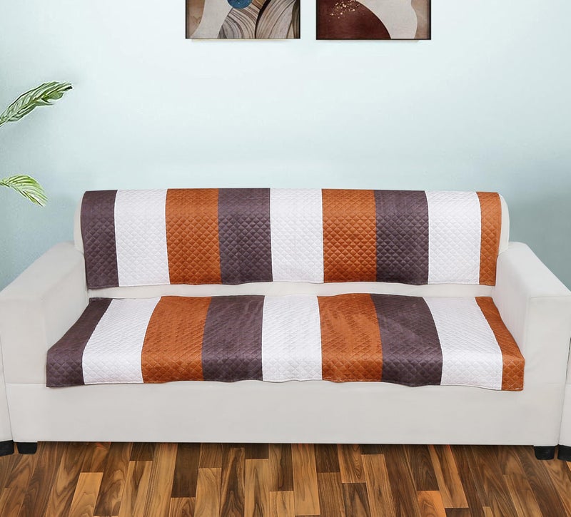 AMAZE ATTIRES Printed Sofa Seat Cover for 5 Seater with Heavy Antiskid Backing & Easily Machine Washable Sofa Seat Runner for Couch - (27 x 24 Inches - 4 Pieces, 27 x 72 Inches - 2 Piece) Stripes - Image 2