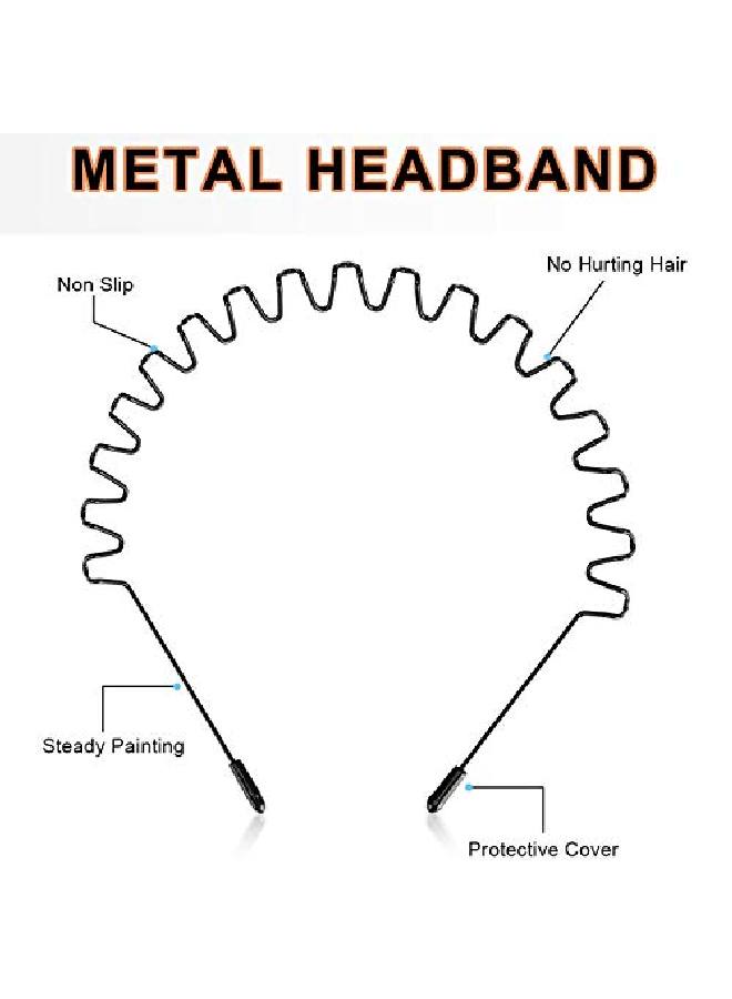 WantGor Metal Headbands For Women Men 2 Pack Fash Unisex Black Hairband Sports Headwear Hair Hoop Hair Accessories For Home Outdoor - Image 3