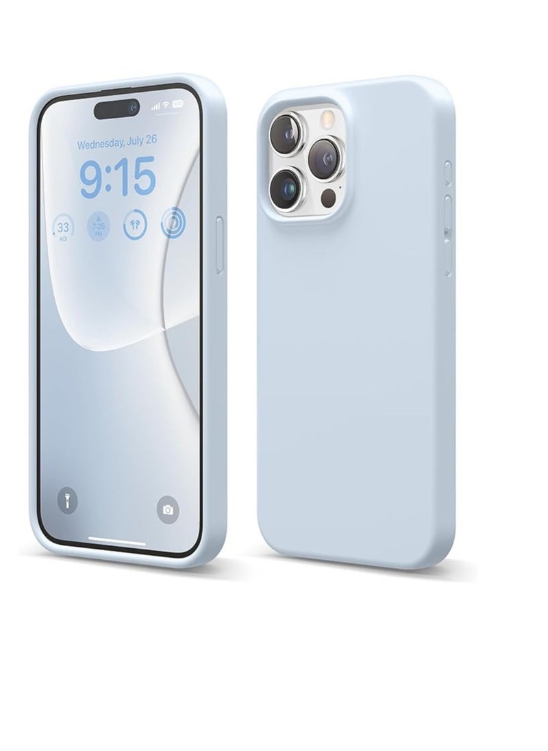 Generic - Compatible with iPhone 15 Pro Max Case, Liquid Silicone Case, Full Body Protective Cover, Shockproof, Slim Phone Case, Anti-Scratch Soft Microfiber Lining, 6.7 inch (Light Blue) - Image 1