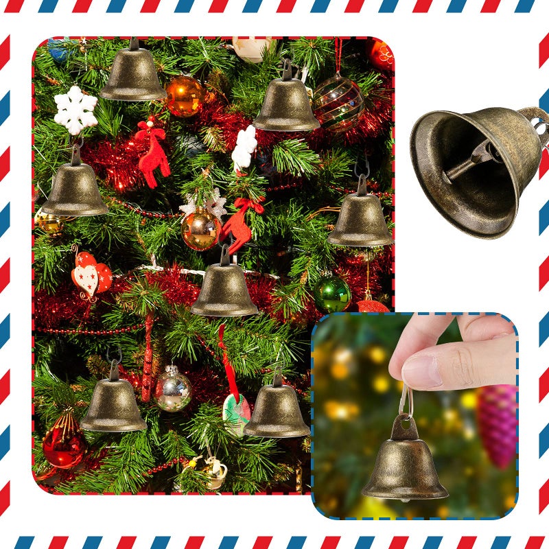 Gejoy 30 Pieces Craft Small Brass Bells for Crafts Mini Vintage Bells with Spring Hooks Tiny for Hanging Wind Chimes Making Dog Training Doorbell Wedding Decor, 1.65 x 1.5 Inch (Bronze) - Image 4