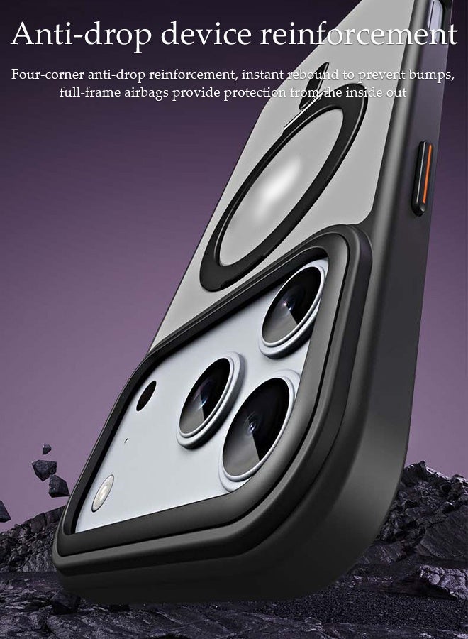 DUNISO Magnetic Phone Case for iPhone 17 Pro Max Case Anti-Slip and Drop-Proof Protective Cover with Invisible Magnetic Ring Stand Compatible with MagSafe Ultra Thin Transparent Matte Back Shockproof Phone Case for iPhone 17 Pro Max - Image 3